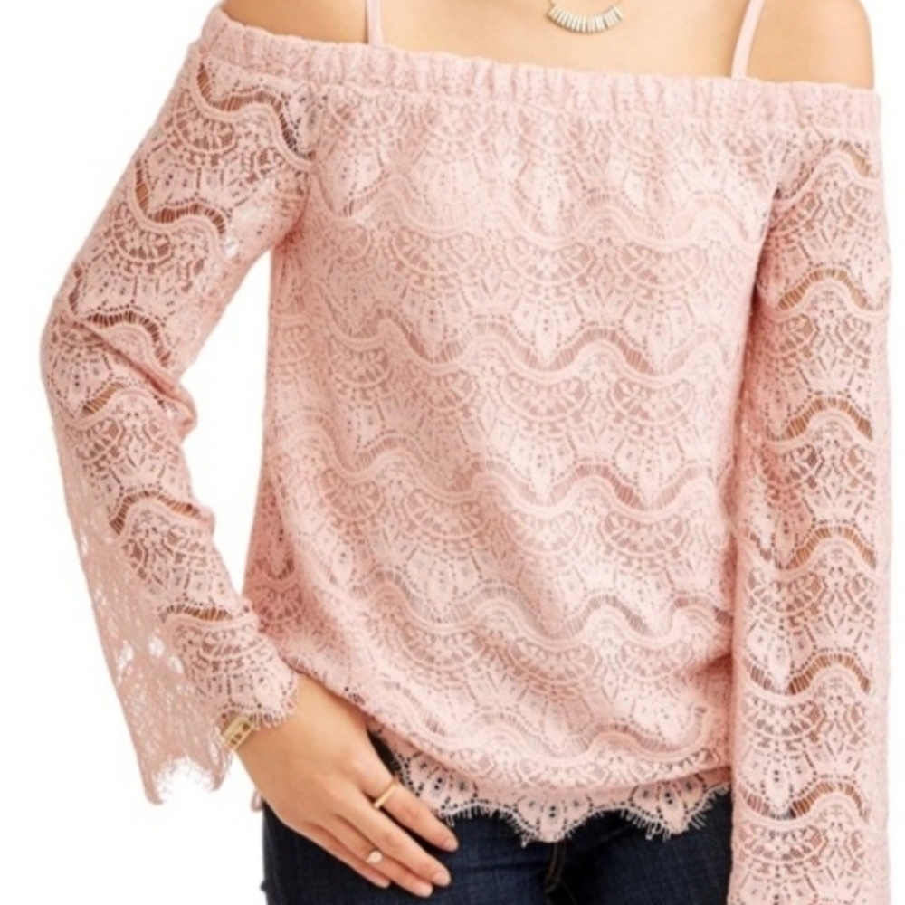 No Boundaries Blush Lace Off The Shoulder Blouse